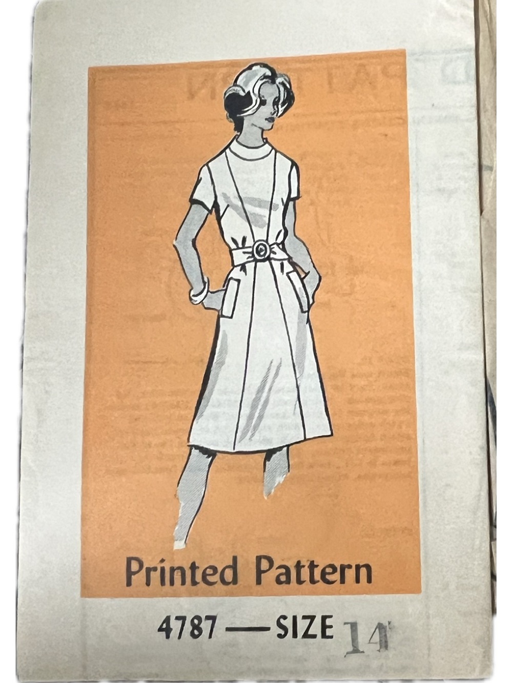 🔴NEW VTG 1960’s Women’s Printed Pattern 4787 Narrow No Seam Waist Uncut 14